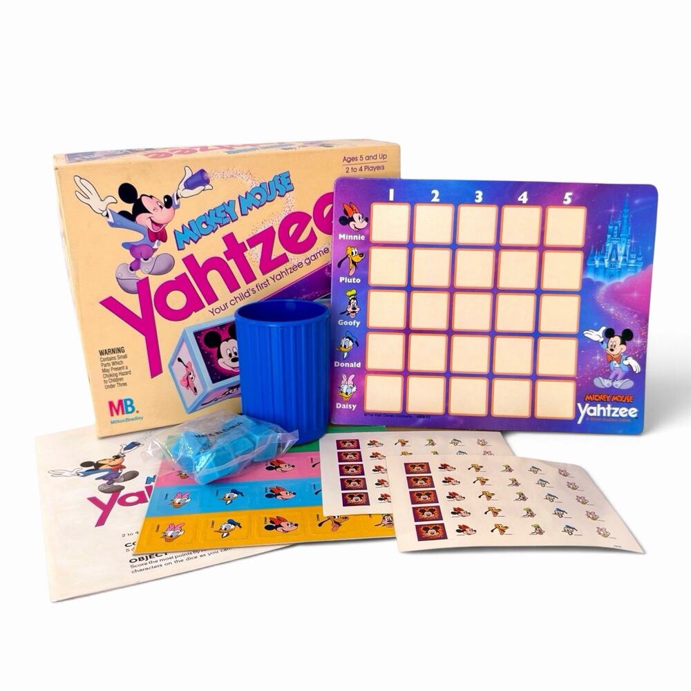 Vintage 1988 Disney Mickey Mouse Yahtzee Game Milton Bradley Complete NEW NOS